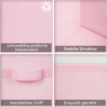 Aufbewahrungsboxen Stoff 6er Set Rosa mit Griffen 26,7x26,7x28 cm