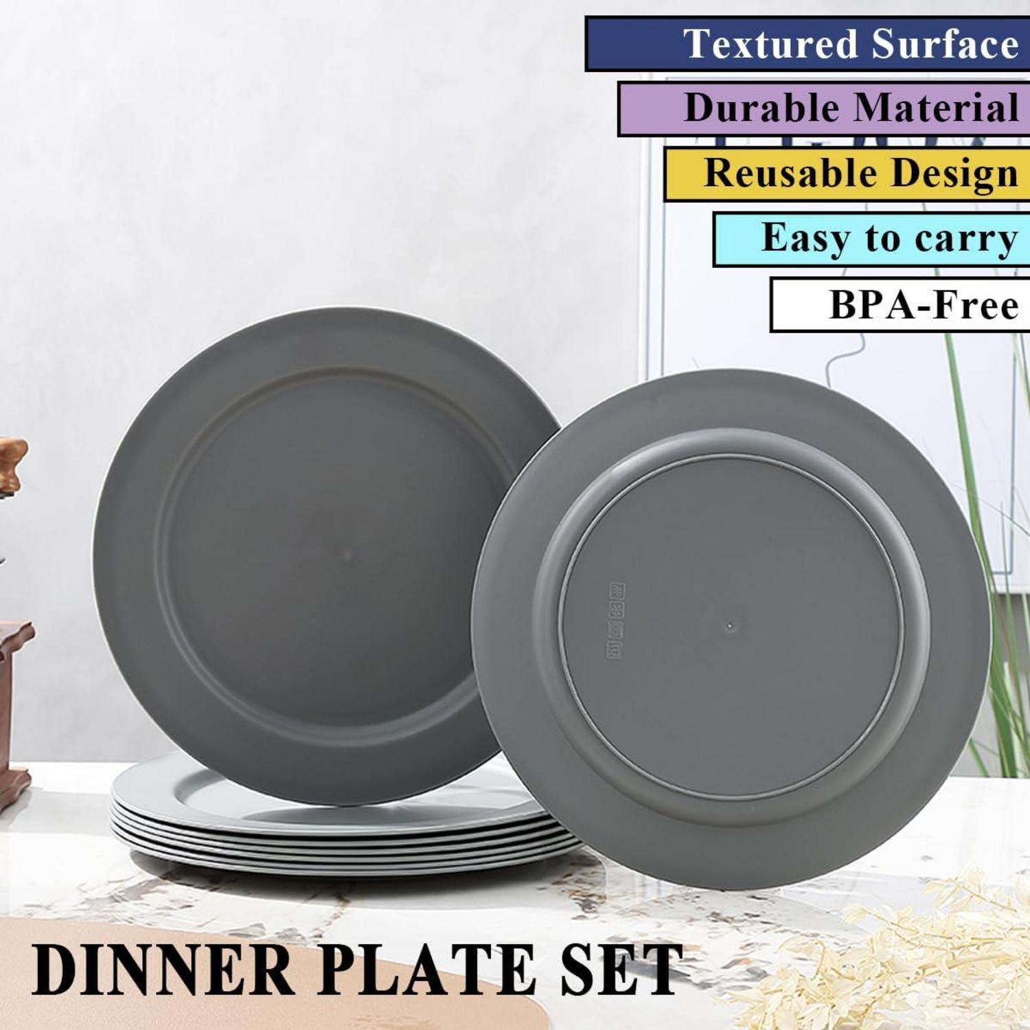 Graue Kunststoff Speiseteller Set 8 Stück 25cm für Picknick Camping