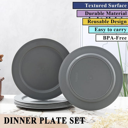 Graue Kunststoff Speiseteller Set 8 Stück 25cm für Picknick Camping
