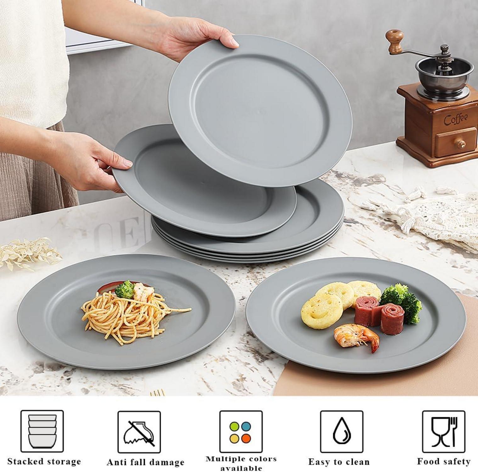 Berglander Kunststoff Teller Set 8 Stück 25cm Grau Salatteller Picknick Camping