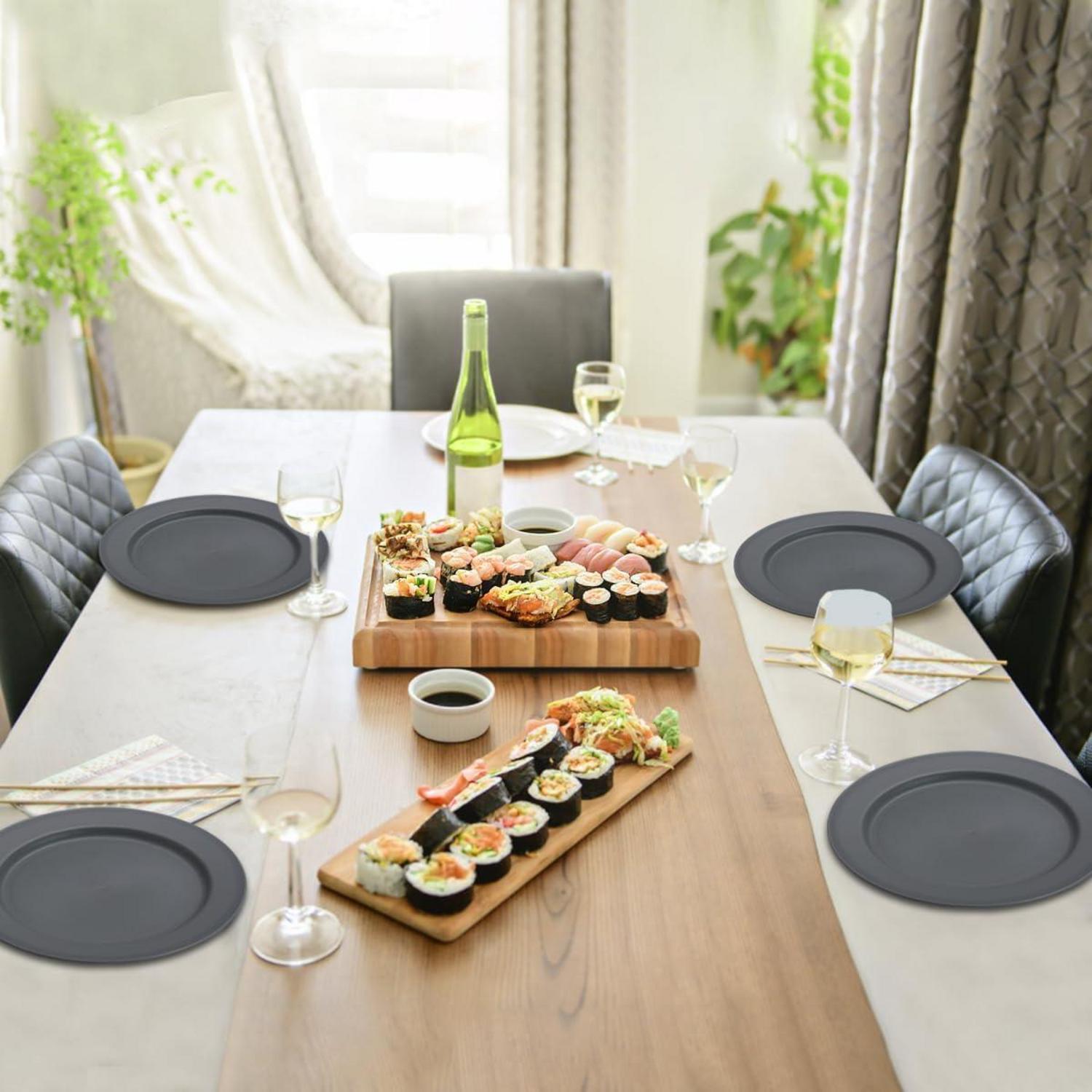 Kunststoff Teller Set 8 Stück 25cm grau flache Speiseteller