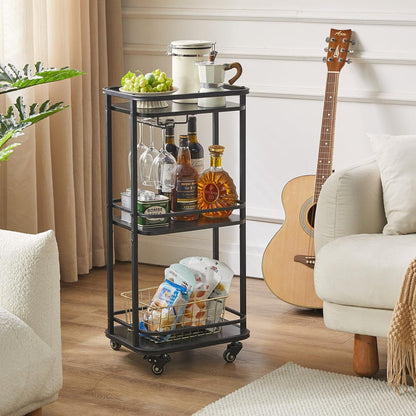 3-Tier Küchenrollwagen mit Rädern, 11.81x15.75x33.07 Zoll, Mini Bar Cart