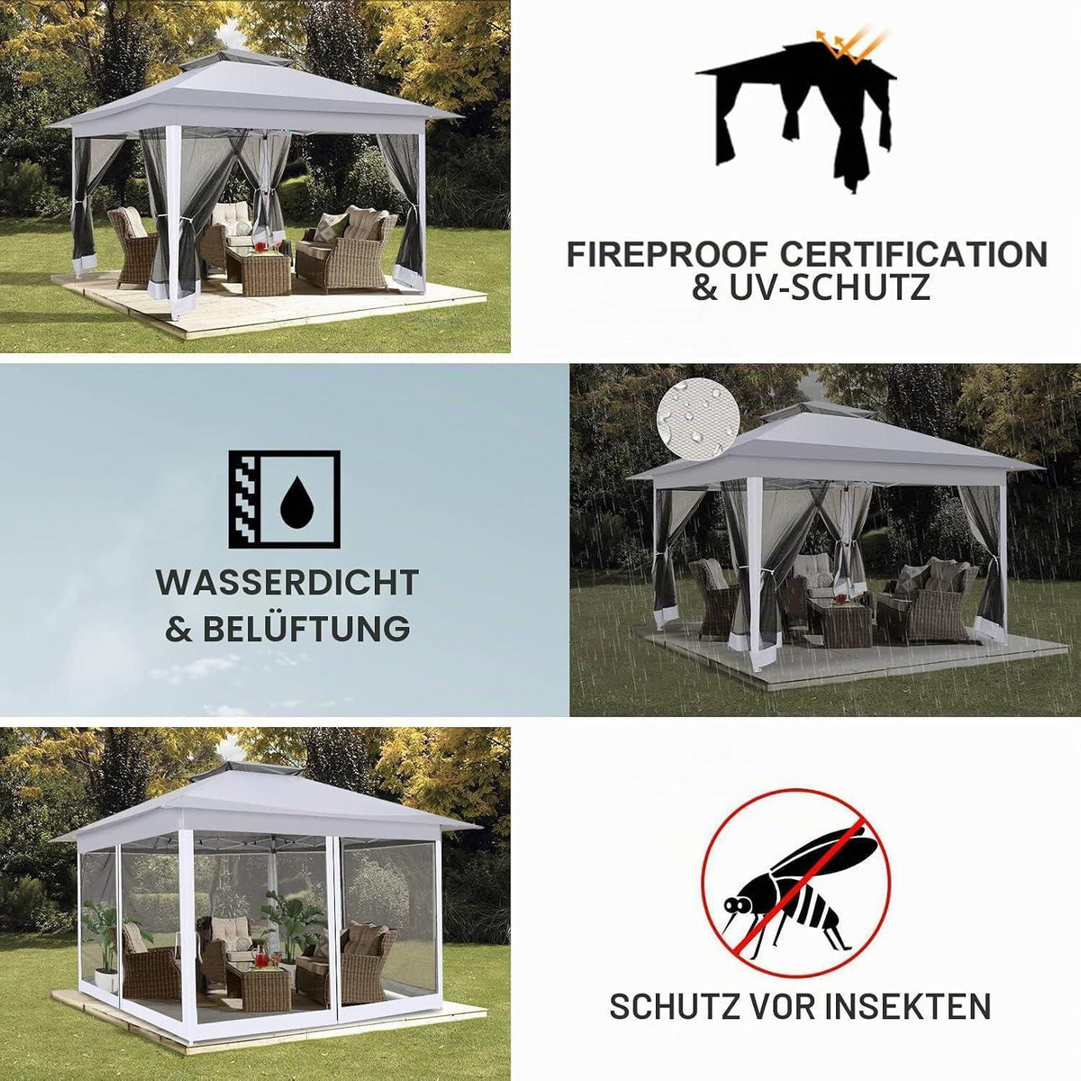 3x3 Pavillon Wasserdicht – Faltpavillon mit Seitenwänden