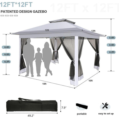 3x3 Pavillon Wasserdicht – Faltpavillon mit Seitenwänden