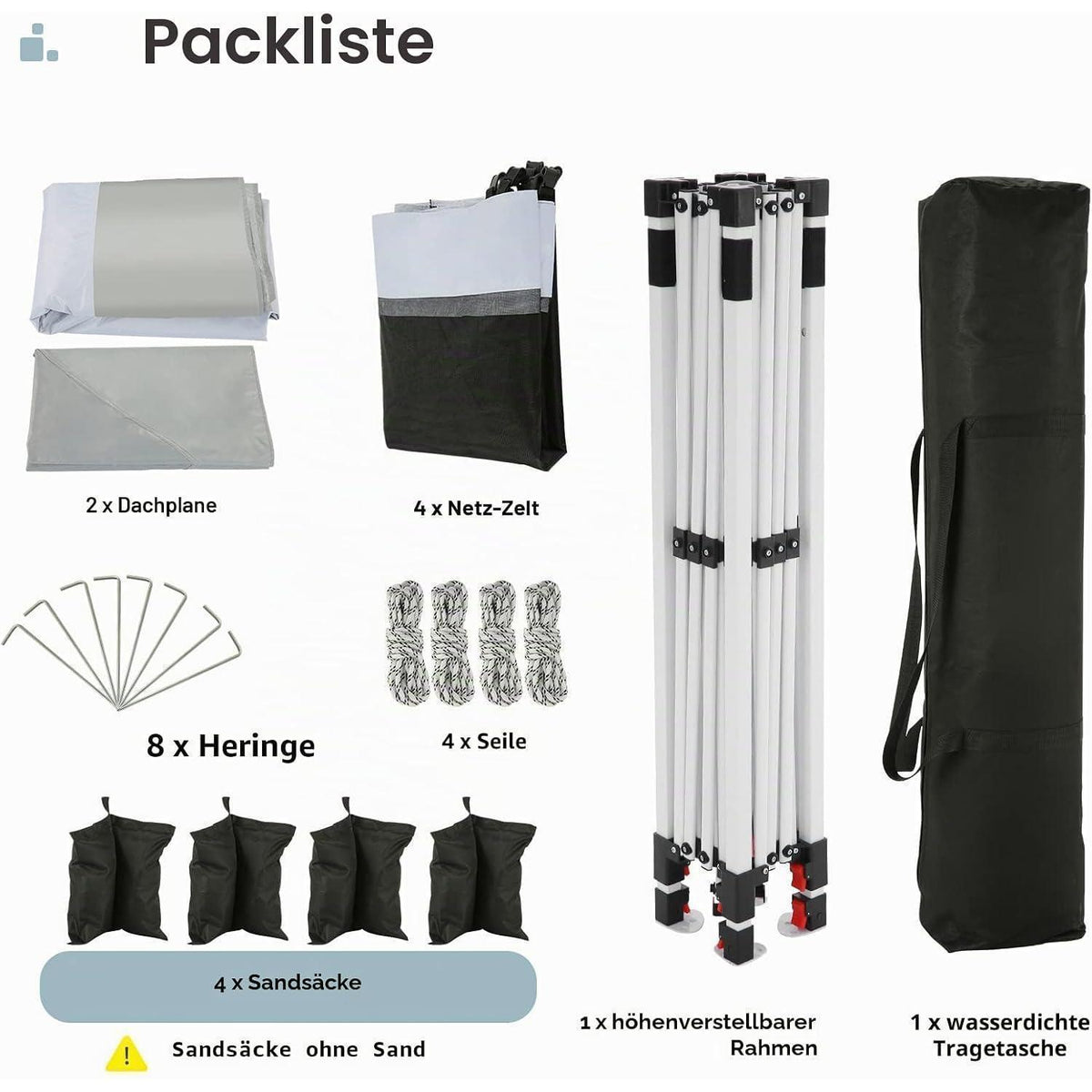 3x3 Pavillon Wasserdicht – Faltpavillon mit Seitenwänden