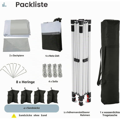 3x3 Pavillon Wasserdicht – Faltpavillon mit Seitenwänden