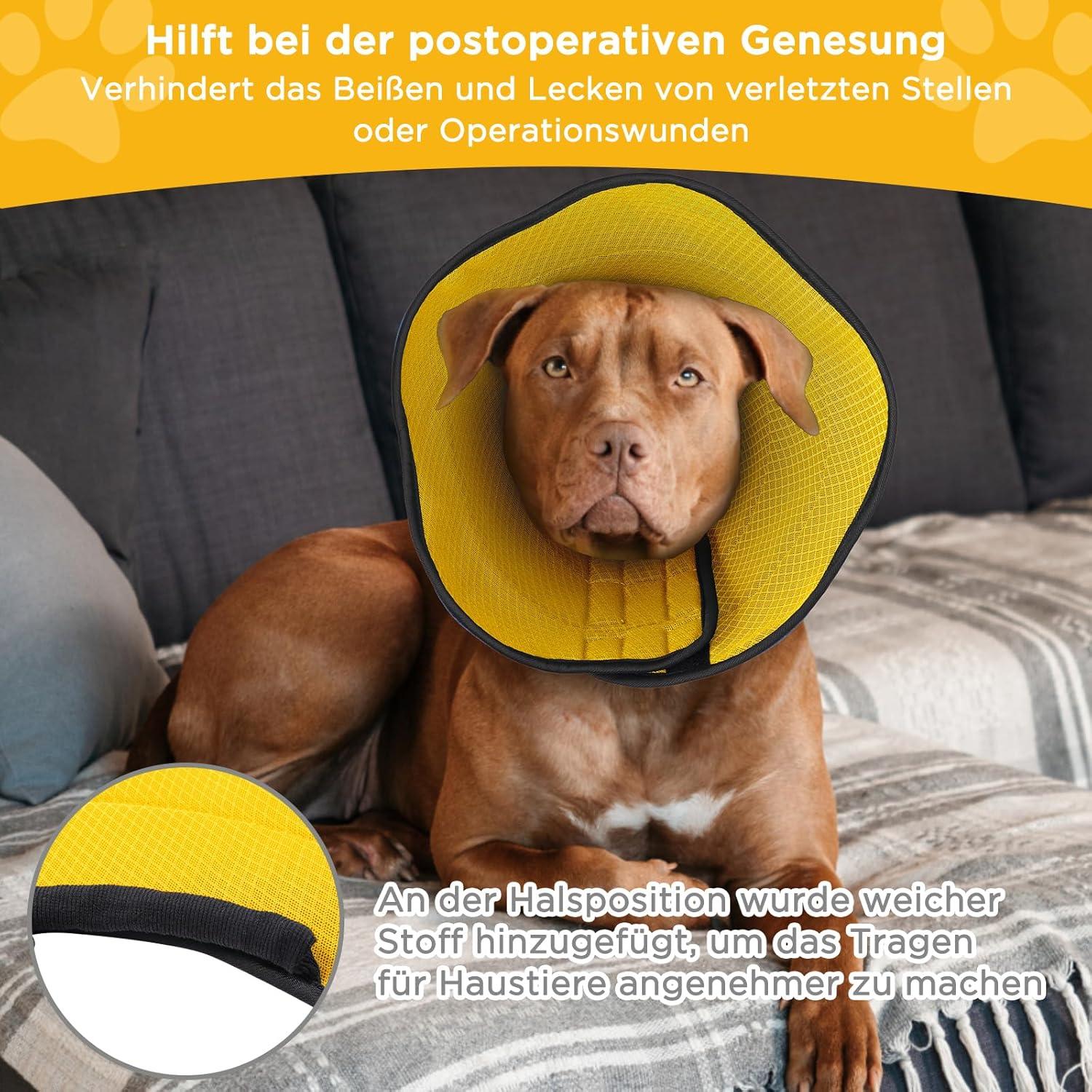 Hundehalskrause BONTHEE Weich Schutzkragen Hund Gelb L