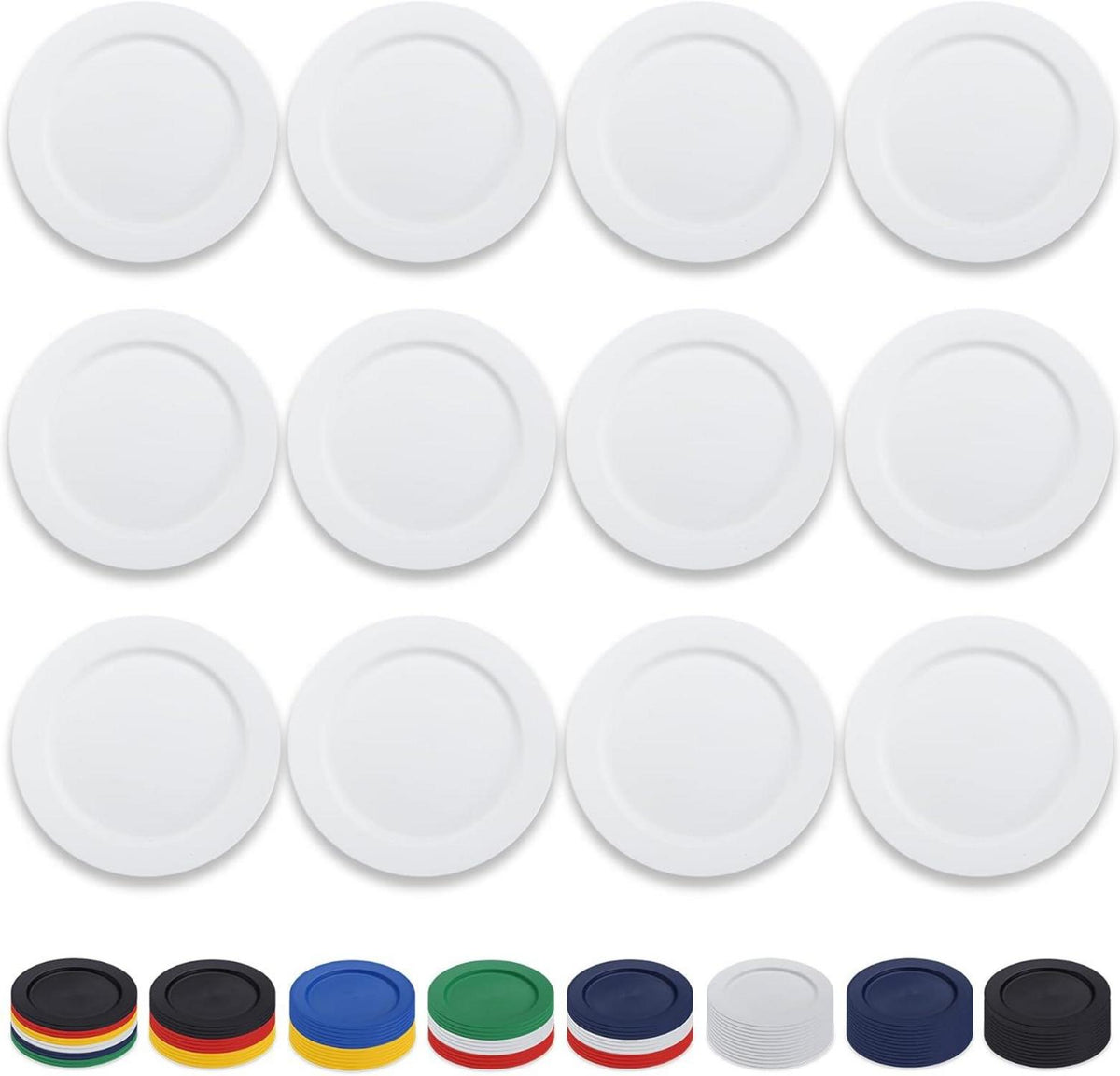 12-teiliges Kunststoffteller Set für Outdoor-Essen 25cm