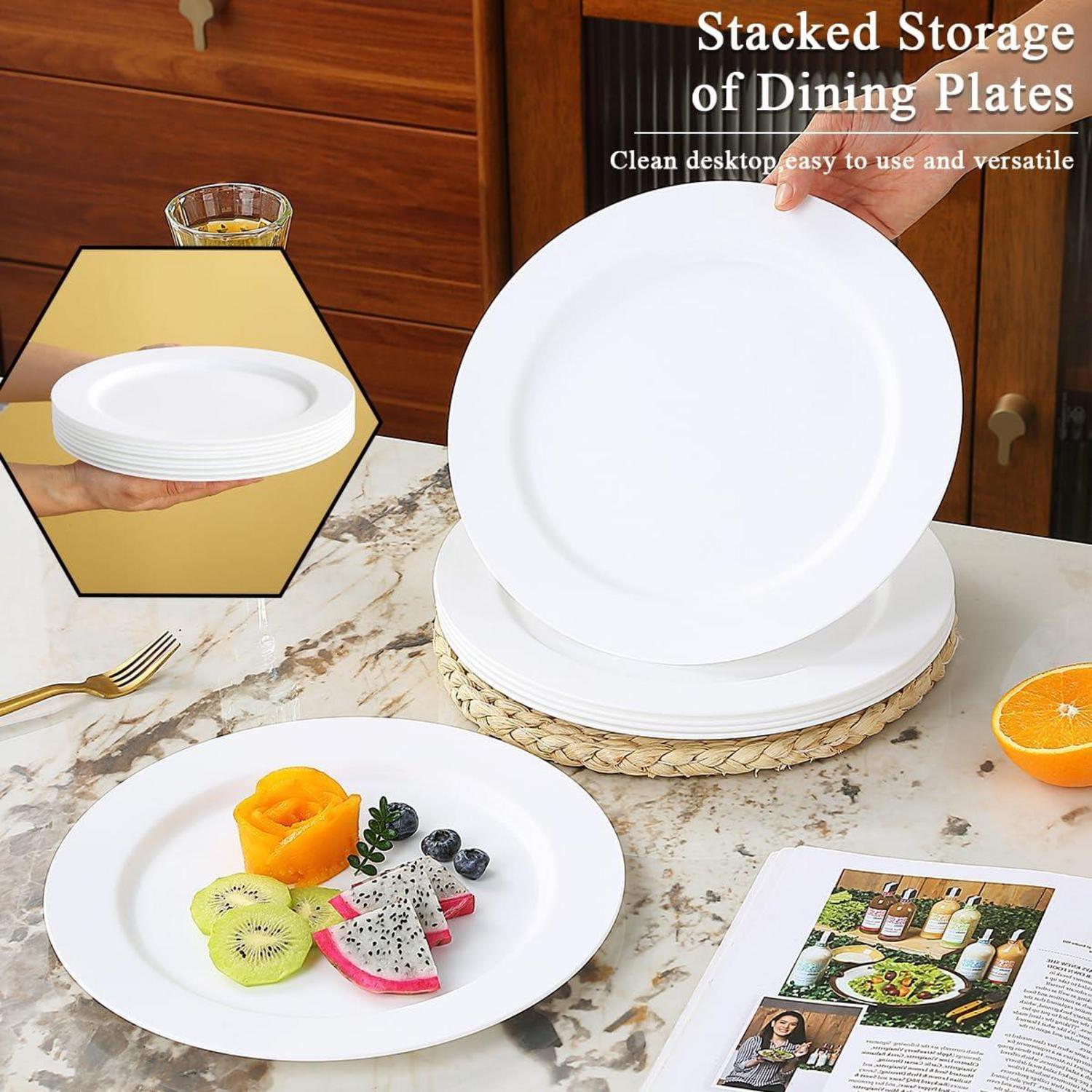 Weißes Kunststoff Geschirrset 12tlg. 25cm für Outdoor-Essen