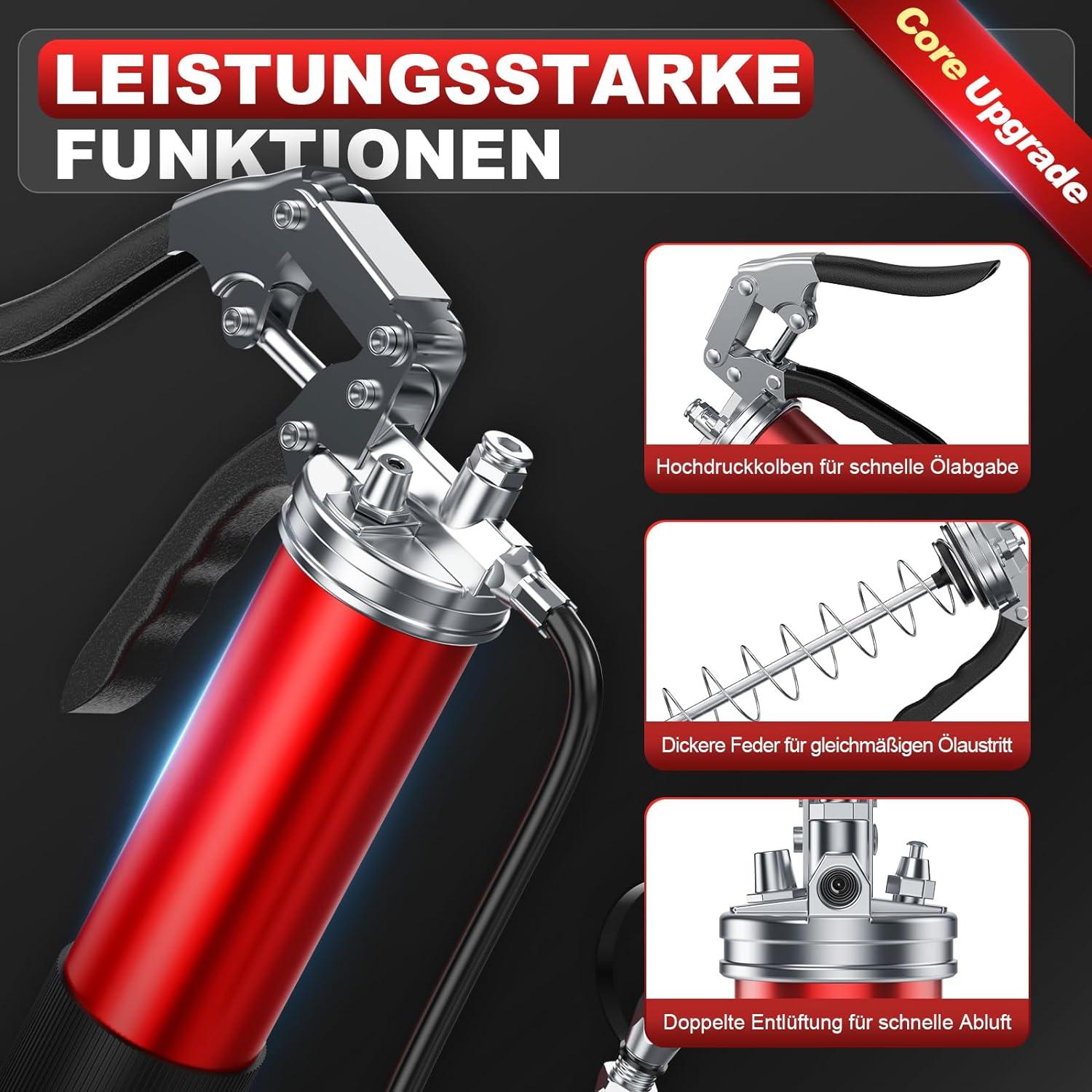 Amyzavls Fettpresse 8000PSI mit vollem Zubehör, Schwerlastschaft, Pistolengriff