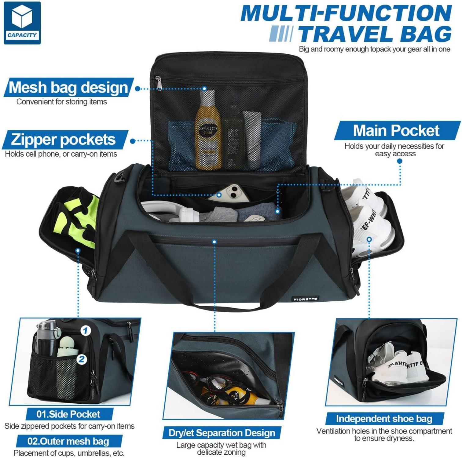 Sport- und Reisetasche mit Schuh- und Nassfach 43L