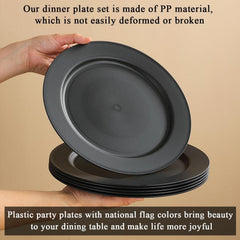 12er Set schwarze Kunststoff Speiseteller 25cm - Salat