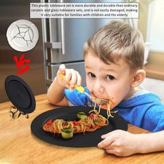 Berglander Schwarze Kunststoff Teller Set 12 Stück 25cm für Picknick Camping und Garten