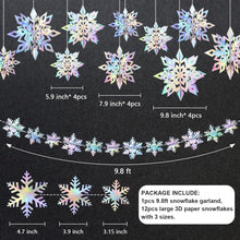 24er Set Weihnachtsdeko Schneeflocken 3D Hängend Winterfest