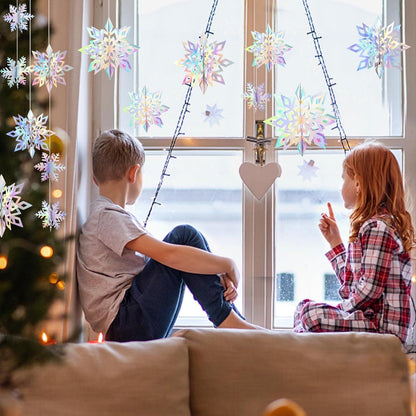 3D Schneeflocken Deko Weihnachtsdeko 24 Stück Hängend Winterfest Fensterdekoration