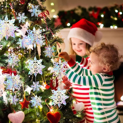 24x EKKONG 3D Schneeflocken Weihnachtsdeko Winter Hängend DIY