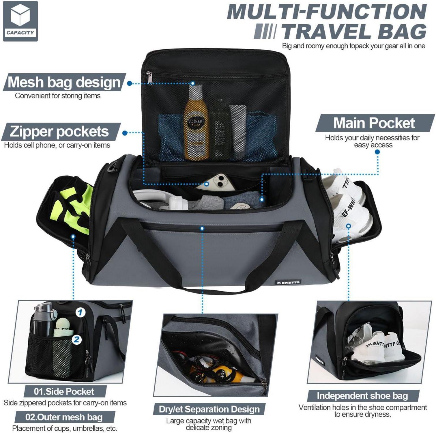 Sporttasche Reisetasche 43L Damen Herren Schuhfach Nassfach
