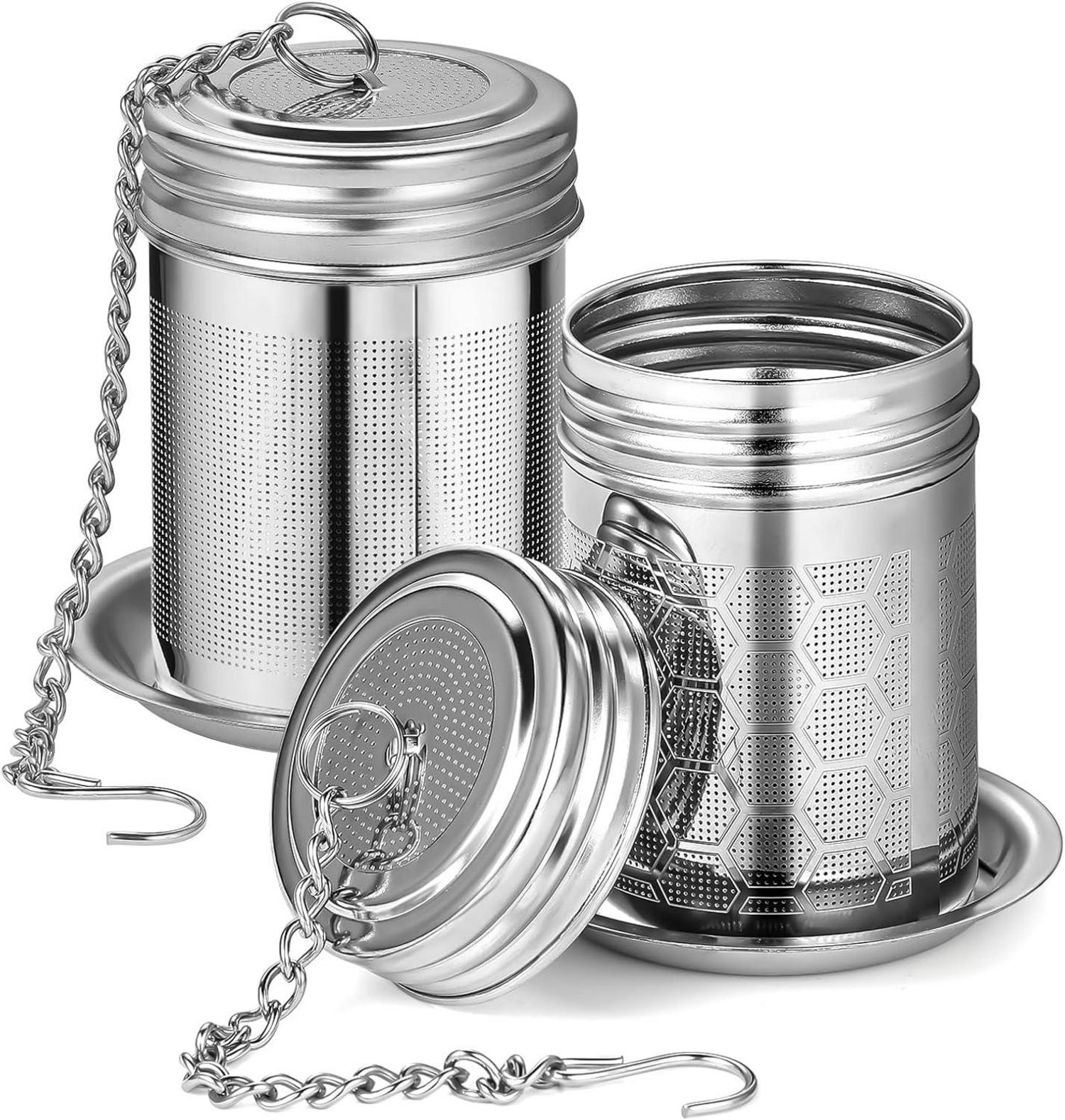 Teesieb Edelstahl Tea Infuser Teeei Tea Sieb mit Deckel 2er Set