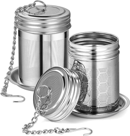 Teesieb Edelstahl Tea Infuser Teeei Tea Sieb mit Deckel 2er Set