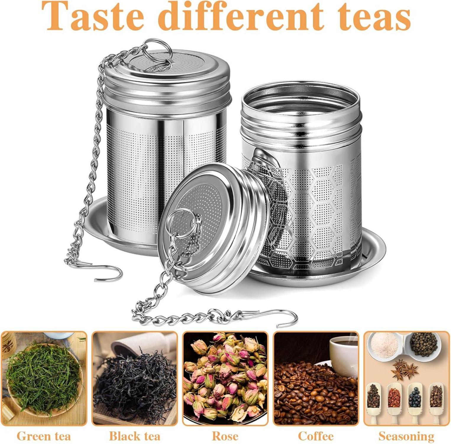 Teesieb Edelstahl Tea Infuser Teeei Tea Sieb mit Deckel 2er Set