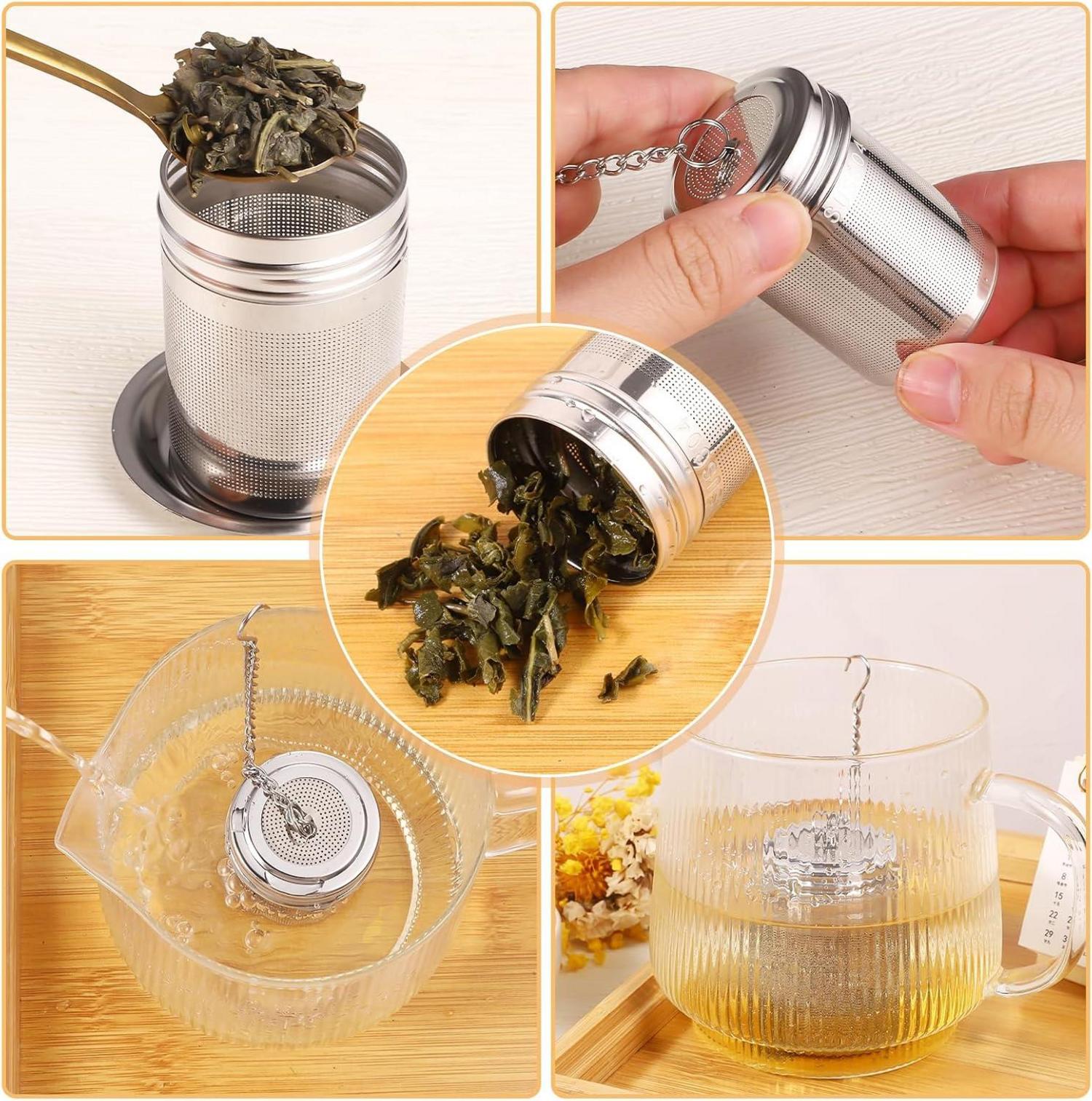 2 Teesiebe Edelstahl Tea Infuser Tee Sieb für Losen Tee mit Deckel Auffangschale