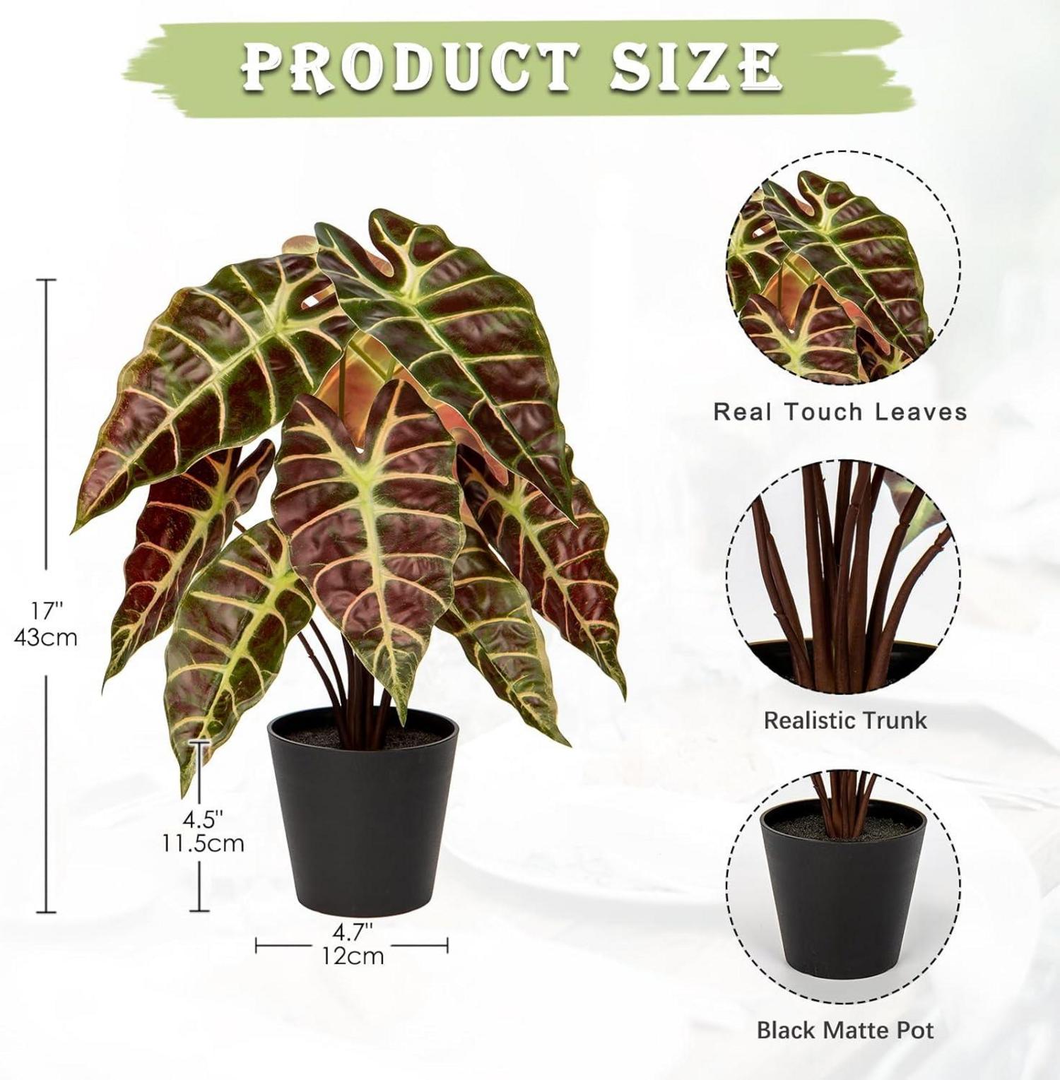 Kunstpflanze Calathea Alocasia Sanderiana Deko Real-Touch