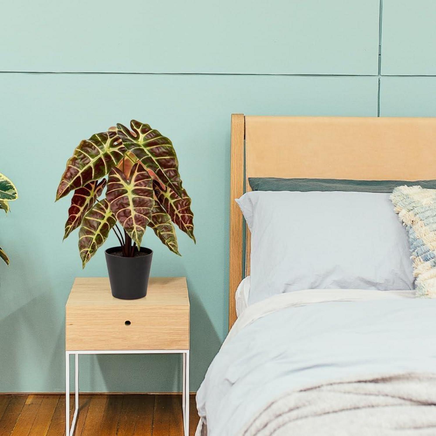 Kunstpflanze Calathea Alocasia Zebrina Real-Touch 43 cm Schwarz