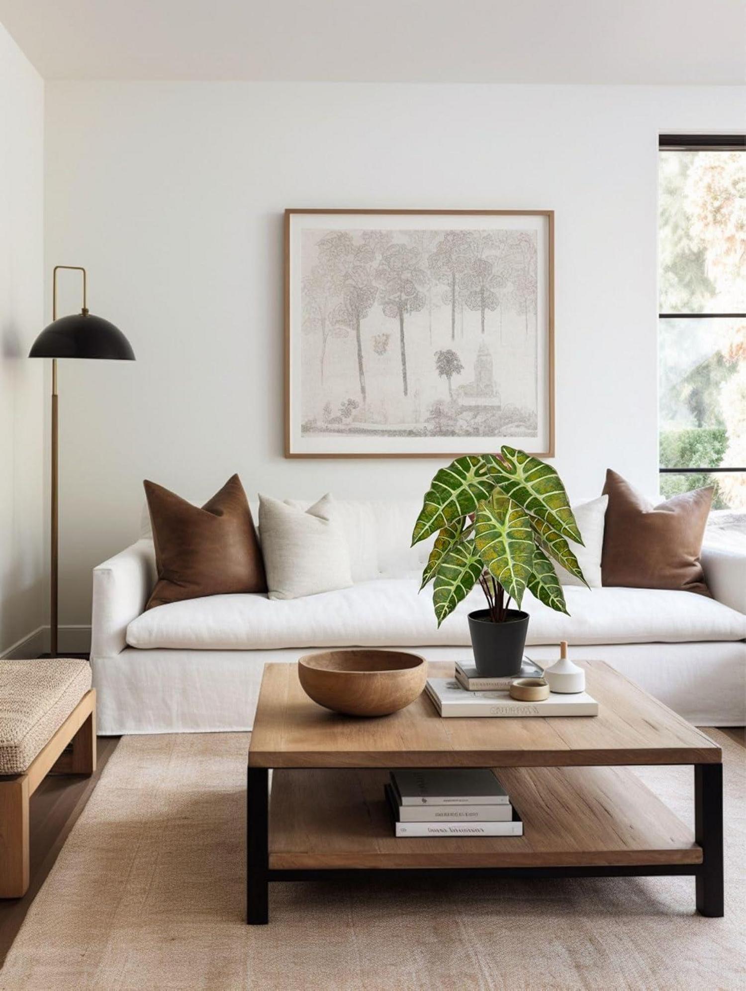 Briful Kunstpflanze Calathea Alocasia Sanderiana 43 cm Schwarztopf