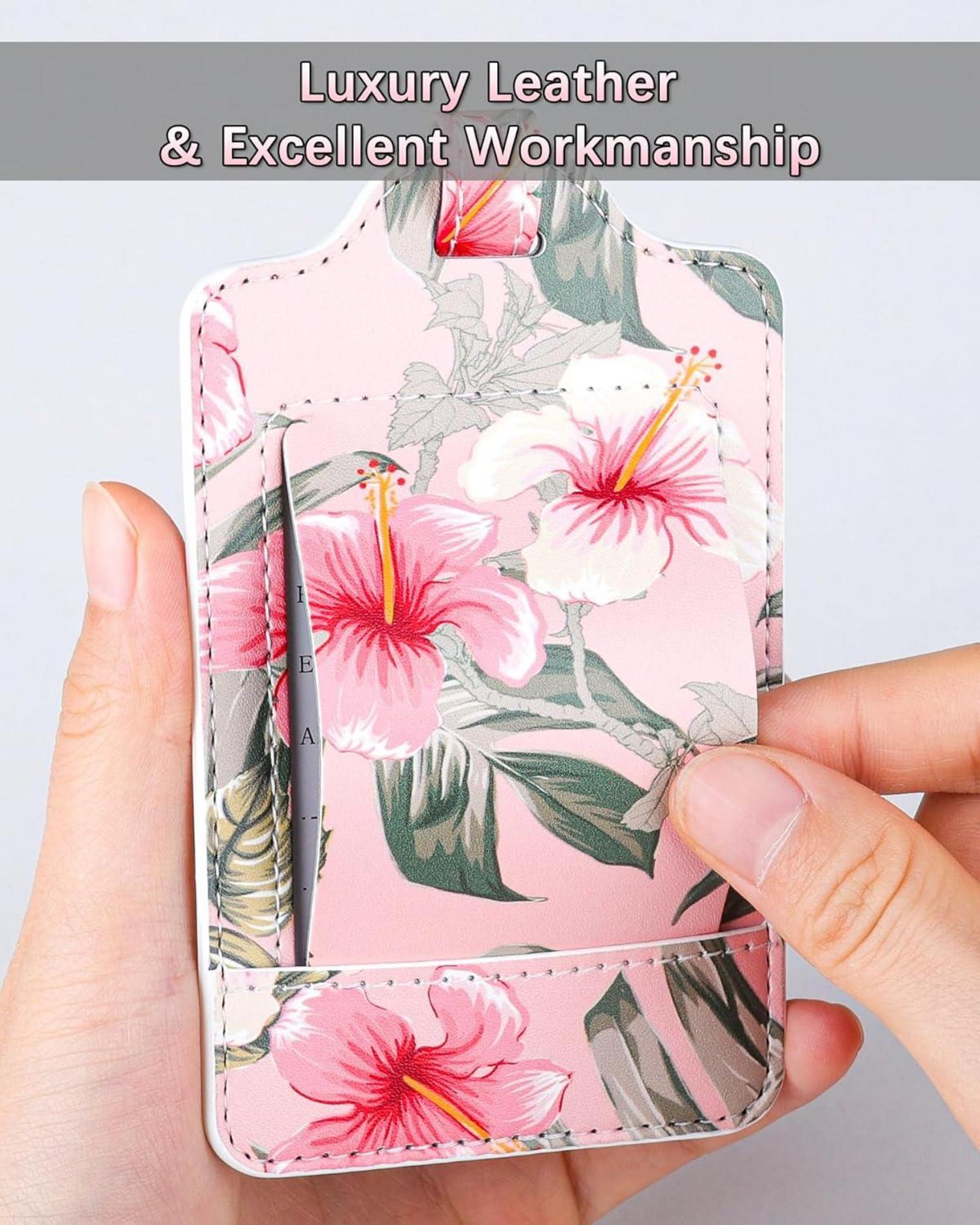 Kofferanhänger Hibiskus Blume 3er Set Adressschild Zerklüftet PU Leder