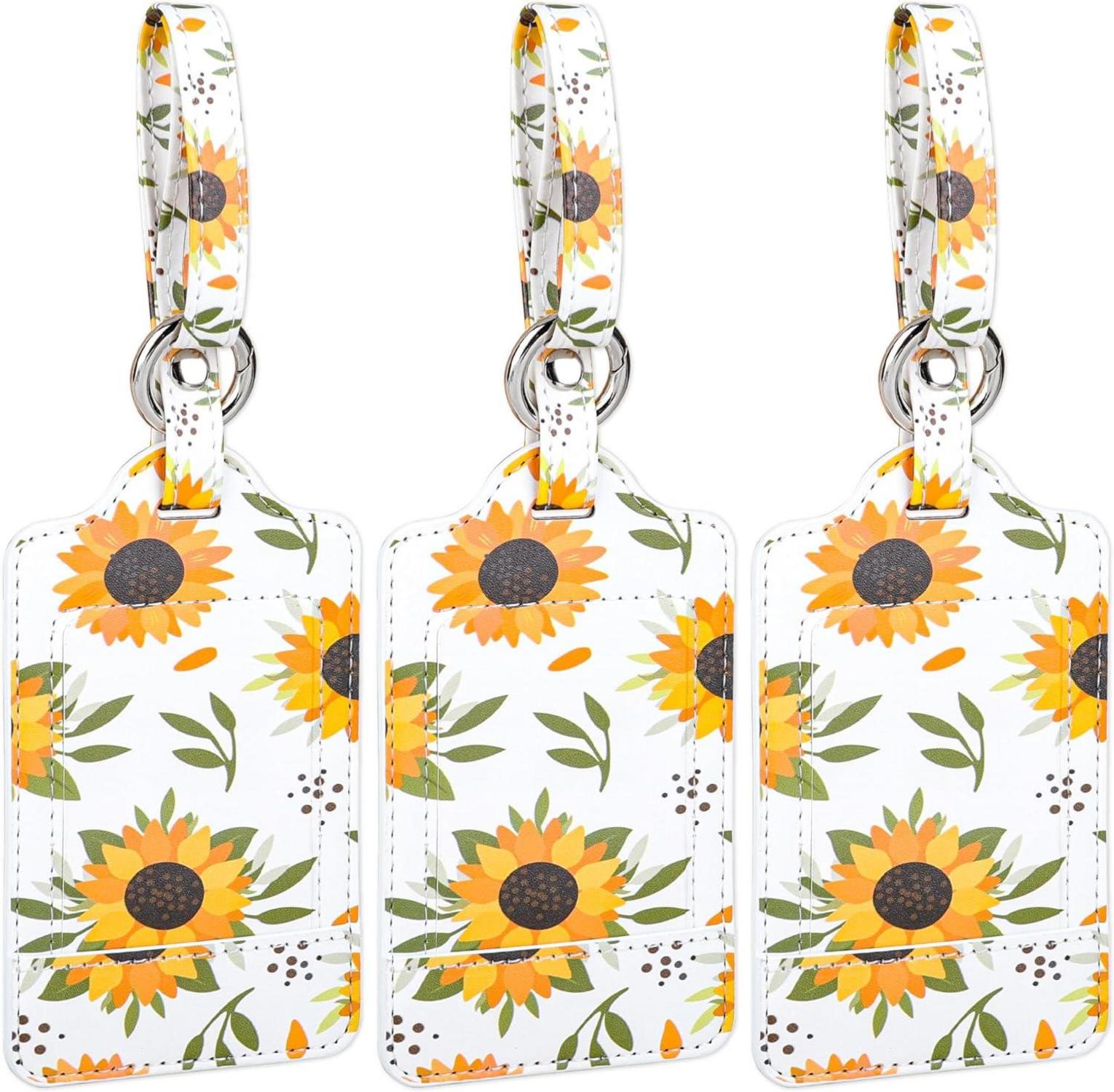 Kofferanhänger 3 Stück Schutz Privatsphäre Sonnenblume PU Leder
