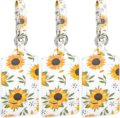 Kofferanhänger 3 Stück Schutz Privatsphäre Sonnenblume PU Leder