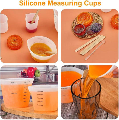 6er Set Silikon Messbecher Krüge mit Skala - DIY, Basteln, Küche