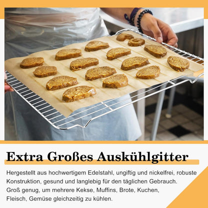 Edelstahl Abkühlgitter Set 2er 42x29cm Backen Braten Grillen - Spülmaschinenfest