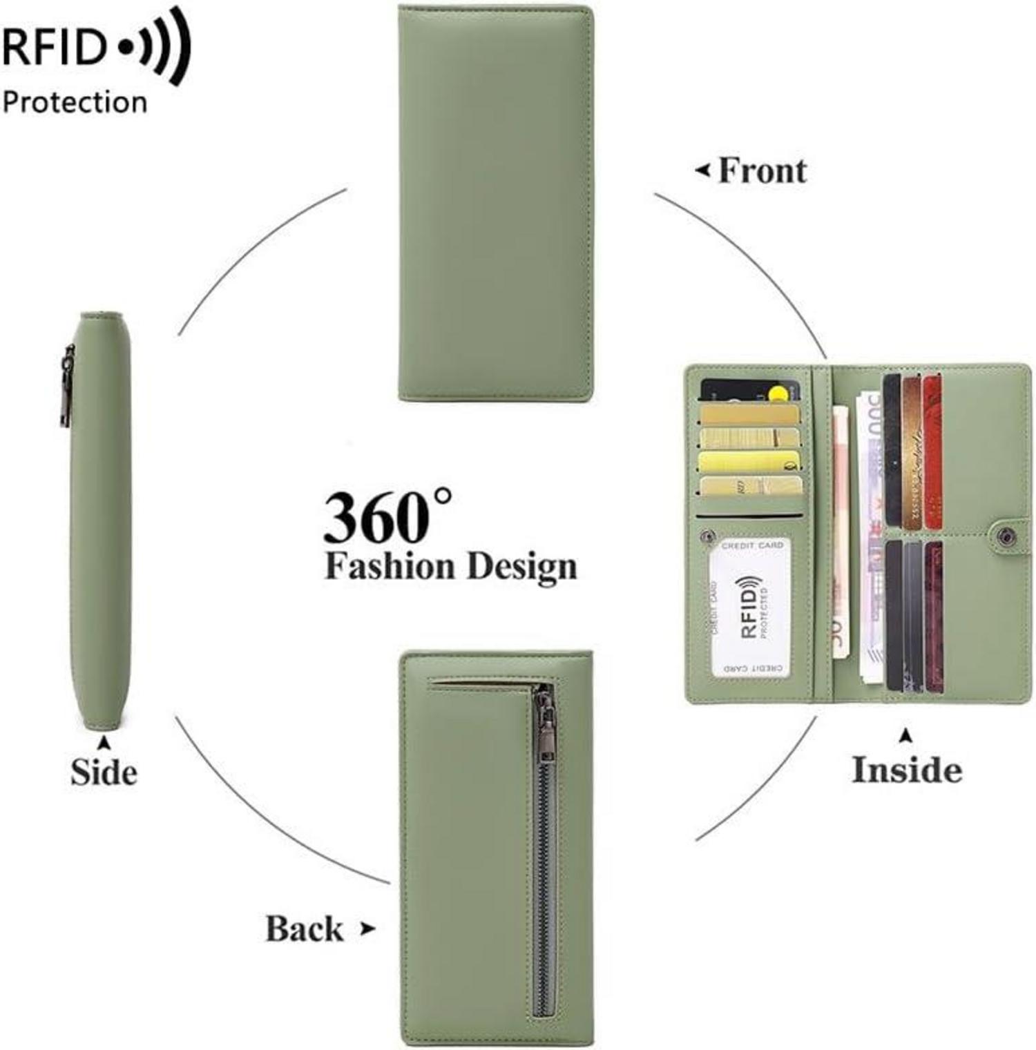 Damen Portemonnaie Groß mit Münzfach RFID PU Leder 12