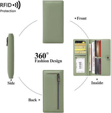 Damen Portemonnaie Groß mit Münzfach RFID PU Leder 12