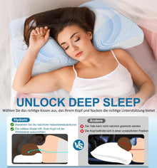 Orthopädisches Memory Foam Nackenkissen mit Kühlbezug Blau