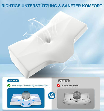 Orthopädisches Memory Foam Nackenkissen mit Kühlendem Bezug Blau-Weiss