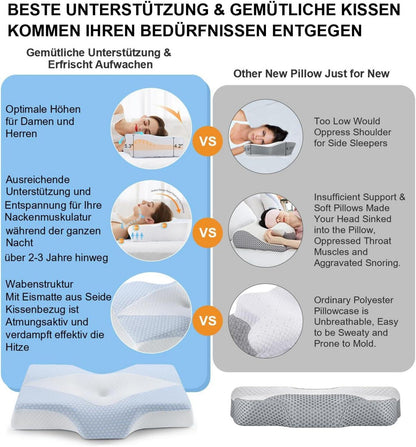 Orthopädisches Memory Foam Nackenkissen mit Kühlendem Bezug - Blau