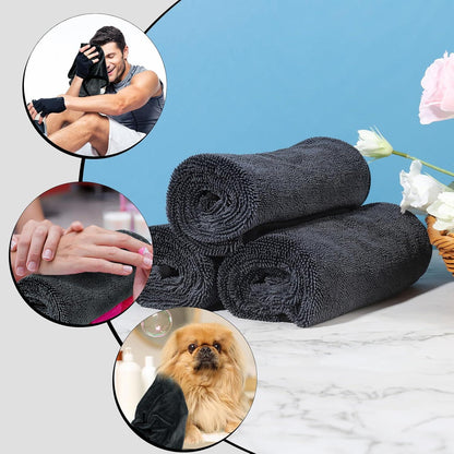 3er Set Shiny Bath Trockentuch 40x60cm Extra Absorbent Mikrofasertücher