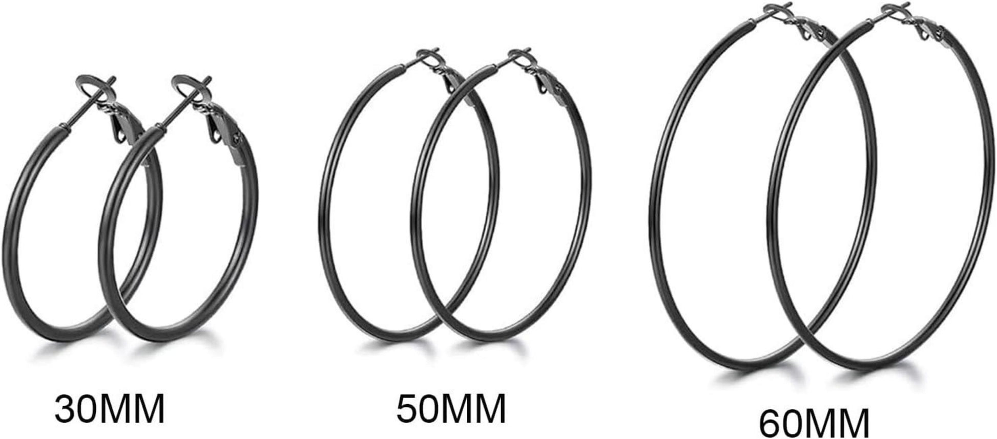 GW Ohrringe Creolen Edelstahl 14K Gold vergoldet 3 Paar 30mm