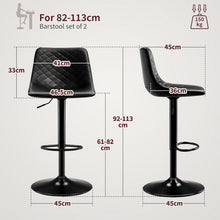 Höhenverstellbarer Barhocker 2er Set mit Mikrofaser-Leder & Lehne