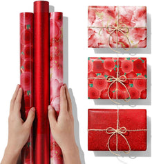 Geschenkpapier Set 3 Rollen Rotes Mädchen Geburtstag Hochzeit Muster