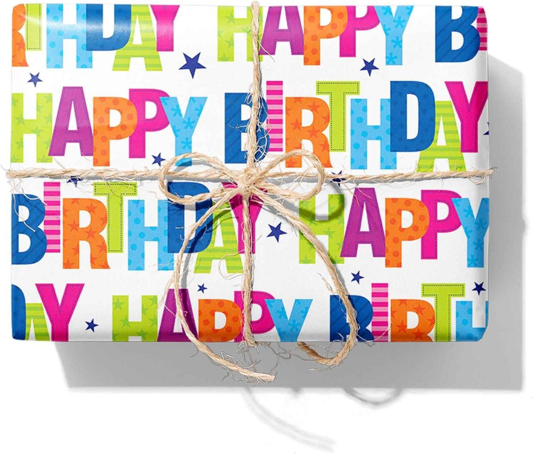 Geburtstag Geschenkpapier Set Regenbogen Glitzernde Rollen 3 Design