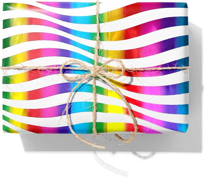 3 Rollen Geburtstag Geschenkpapier Set - Regenbogen Marmor Happy Birthday - 43cm
