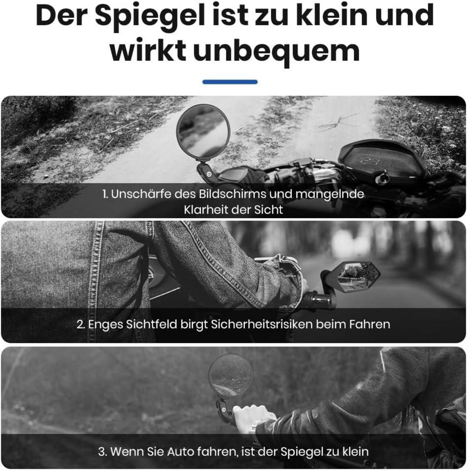 COICER Fahrradspiegel extra große Spiegelfläche schlagfestes