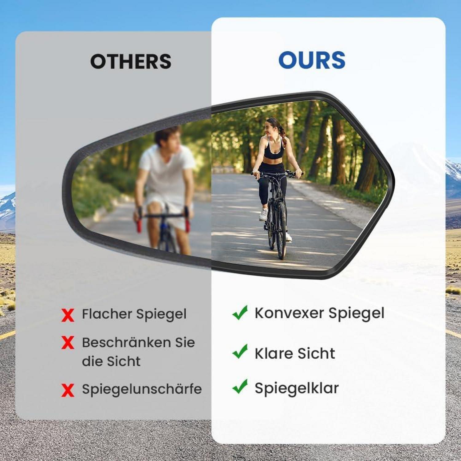 COICER Fahrradspiegel extra große Spiegelfläche Echtglas langlebig