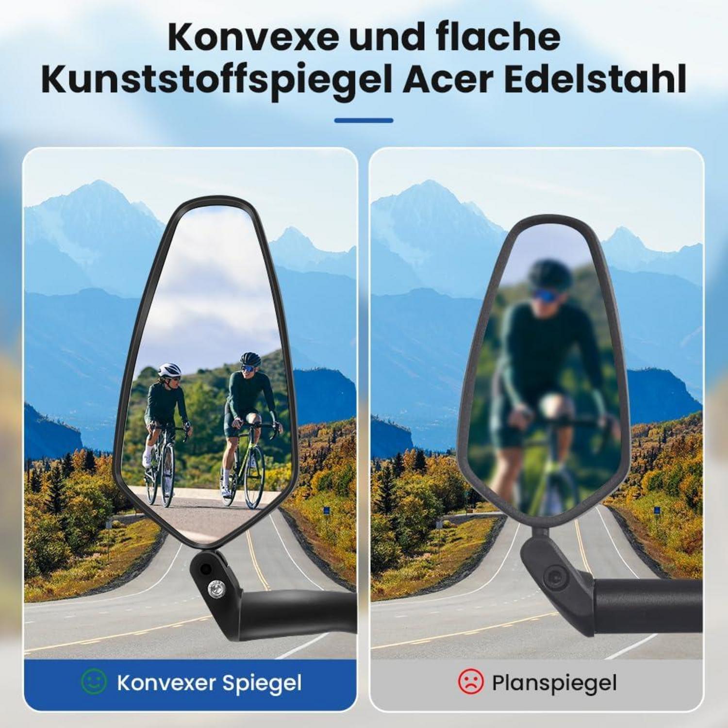 COICER Fahrradspiegel extra große Spiegelfläche für E-Bike | klappbar + universell einsetzbar