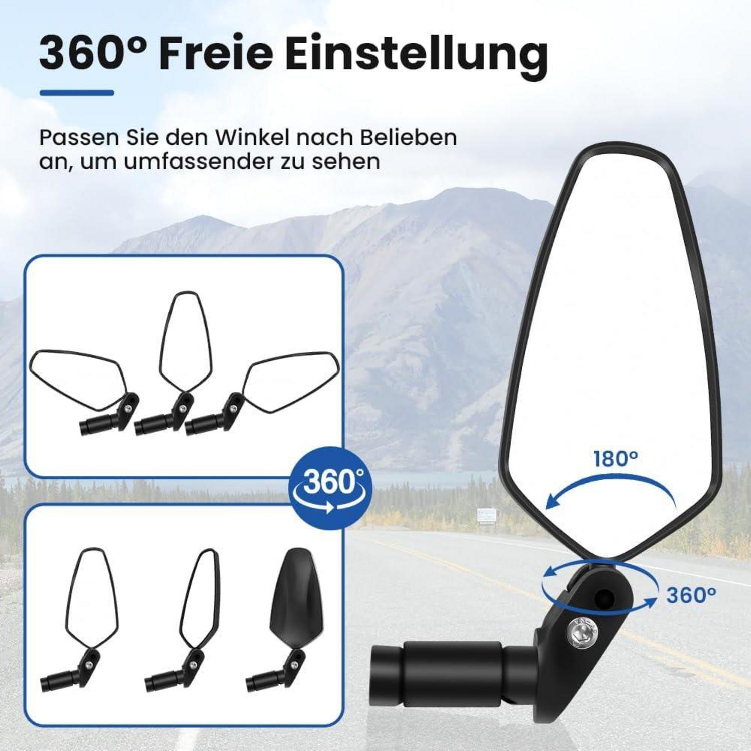 Fahrradspiegel extra große Spiegelfläche Echtglas für Lenker ebike klappbar