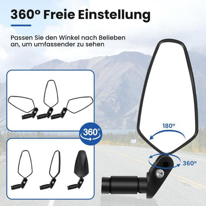 Fahrradspiegel extra große Spiegelfläche Echtglas für Lenker ebike klappbar