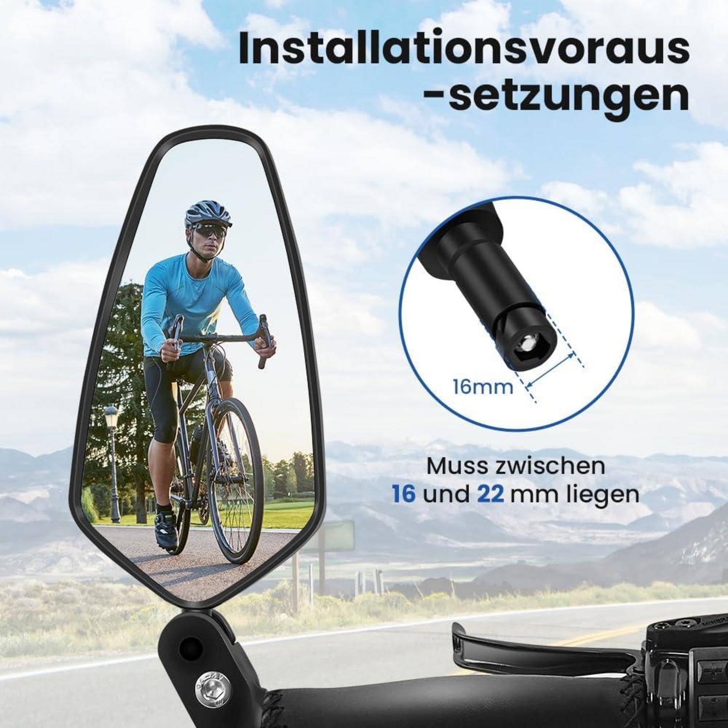 Fahrradspiegel extra groß Spiegelfläche schlagfestes Echtglas klappbar
